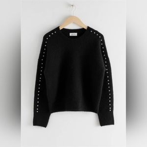 & OTHER STORIES Black Rhinestone Embellished Sweater Size XS